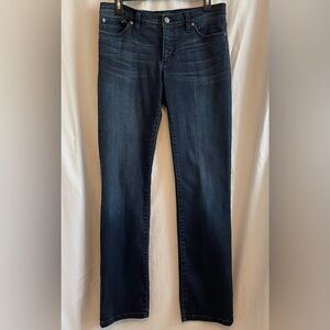 Ralph Lauren LRL Jeans Dark Wash Modern Straight Sz 8 Black Leather Patch EUC